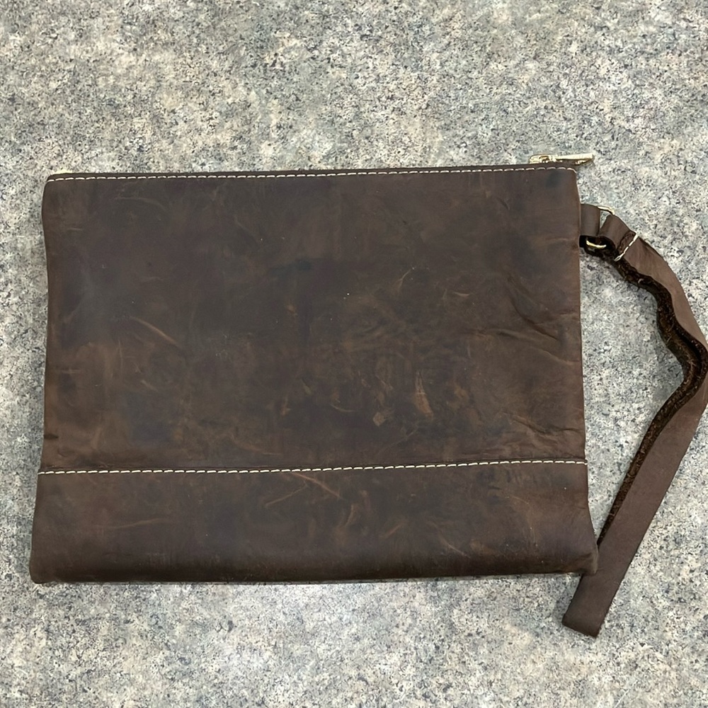 Brown Leather Clutch Bag